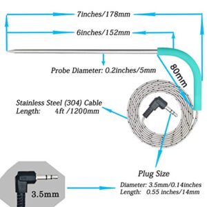 Replacement Meat Probe for Traeger Grills. Premium 3.5mm Plug with Traeger Meat Probe, 2pc Meat Probes and 2pc Stainless Steel Grill Clips.