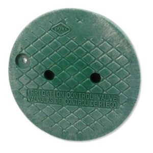 10" Round Green Lid Only for Dura 100-101 Valve Box & Replaces Carson 910 Lid - Engraved: Irrigation Control Valve