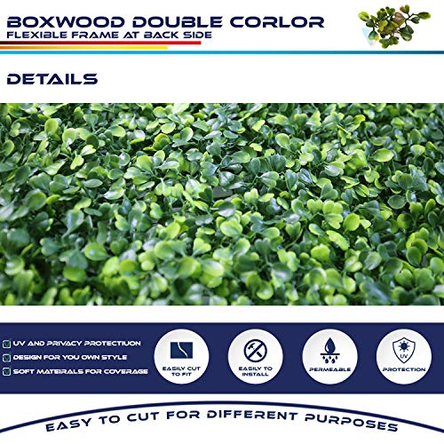 Windscreen4less Artificial Faux Ivy Leaf Decorative Fence Screen 20'' x 20" Boxwood/Milan Leaves Fence Patio Panel, Harmonious Boxwood 24 Pieces