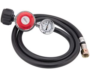 yohib 4ft adjustable propane regulator with hose high pressure, 0-30psi gauges lp gas grill adjustable regulator hose fit for qcc1 tank, bbq grill, burners, fryers, heaters, cooker