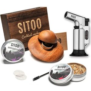 sitoo cocktail smoker kit, gifts for dad fathers day,ufo drink smoker, cocktail smoker kit with torch & chips for cocktail, whiskey, bourbon