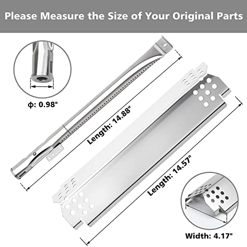 Barbqtime 2 Burner Grill Replacement Parts for Nexgrill 720-0864, Nexgrill 720-0864m, Nexgrill 720-0864r, Stainless Steel Gas Grill Burner & Heat Shield & Igniters Replacement Kit for Nexgrill