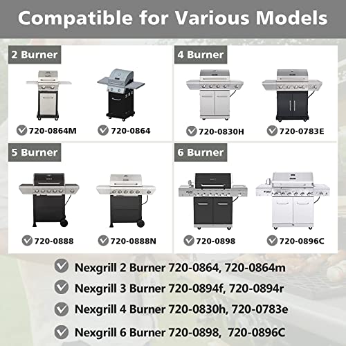 Barbqtime 2 Burner Grill Replacement Parts for Nexgrill 720-0864, Nexgrill 720-0864m, Nexgrill 720-0864r, Stainless Steel Gas Grill Burner & Heat Shield & Igniters Replacement Kit for Nexgrill