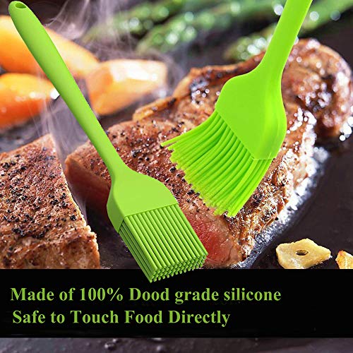 Grill Basting Brush Silicone Pastry Baking Brush BBQ Sauce Marinade Meat Glazing Oil Brush Heat Resistant, Kitchen Cooking Baste Pastries Cakes Desserts, Dishwasher Safe 4Pack