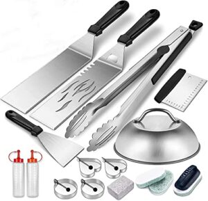 griddle accessories kit spatula for blackstone: flat top grill accessories set with melting dome for camp chef – professional grill spatula tools for men women outdoor bbq teppanyaki camping