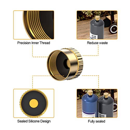 AJinTeby Propane Fitting Adapter Valve Propane Refill Adapter with ON-Off Control for 1LB Refillable Cylinders, with 2pcs Propane Tank caps
