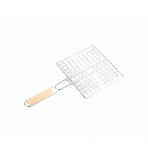 ISKYBOB Portable Barbecue Grilling Basket BBQ Net with Wooden Handle