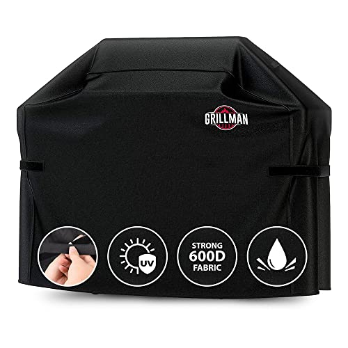 Grillman Premium BBQ Grill Cover. Rip-Proof & Waterproof (58" L x 24" W x 48" H, Black) Top Heavy Duty Large Grill Cover for Weber Spirit, Genesis, Charbroil, etc. Barbecue Cover and Gas Grill Covers