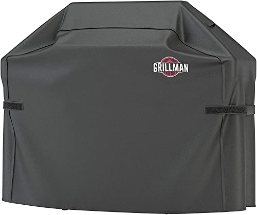 Grillman Premium BBQ Grill Cover. Rip-Proof & Waterproof (58" L x 24" W x 48" H, Black) Top Heavy Duty Large Grill Cover for Weber Spirit, Genesis, Charbroil, etc. Barbecue Cover and Gas Grill Covers