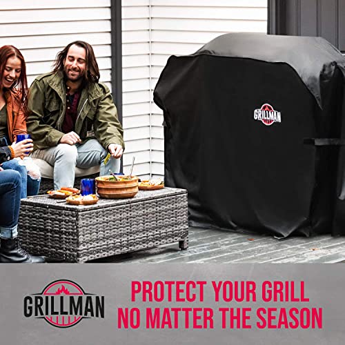 Grillman Premium BBQ Grill Cover. Rip-Proof & Waterproof (58" L x 24" W x 48" H, Black) Top Heavy Duty Large Grill Cover for Weber Spirit, Genesis, Charbroil, etc. Barbecue Cover and Gas Grill Covers