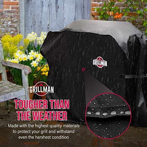 Grillman Premium BBQ Grill Cover. Rip-Proof & Waterproof (58" L x 24" W x 48" H, Black) Top Heavy Duty Large Grill Cover for Weber Spirit, Genesis, Charbroil, etc. Barbecue Cover and Gas Grill Covers