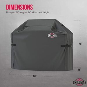 Grillman Premium BBQ Grill Cover. Rip-Proof & Waterproof (58" L x 24" W x 48" H, Black) Top Heavy Duty Large Grill Cover for Weber Spirit, Genesis, Charbroil, etc. Barbecue Cover and Gas Grill Covers