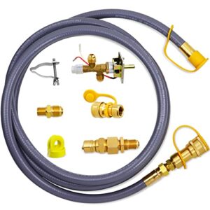 12ft natural gas conversion kit，52066 gas conversion kit，65,000 btu natural gas hose and regulator compatible with grill kitchen auxiliary gas grill