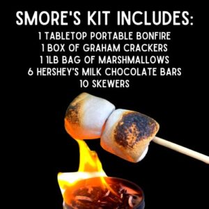 Portable Bonfire with 112 Piece S'Mores Kit - No Fire Pit Needed - Make Up to 24 S'Mores - Includes Table Top Mini Bonfire, Roasting Sticks, Chocolate, Graham Crackers, and Marshmallows