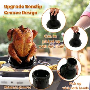 KAMaster Black Ceramic Chicken Holder for Grill,Beer Can Chicken Throne for Smokers Big Green Egg Parts Non-Stick Steamer Chicken Roaster Rack Vertical Chicken Stand for Kamado BBQ Accessories