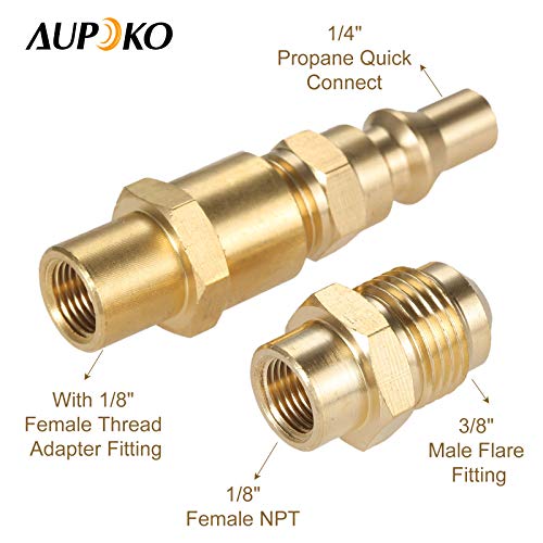 Aupoko 1/4 inch RV Quick Connect Adapter Conversion Fitting, Propane Quick Disconnect Conversion Kit Replacement for Weber Q 100, 1000, 200, 2000, 1200, 2200 Portable Gas Grill