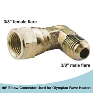 Tsinghwang 5 Pack 90° Elbow Connector for Camco Olympian Low Pressure Wave Heaters, 3/8" Female Swivel Flare x 3/8" Male Flare Propane Gas Water Oil Connector Coupling Fittings