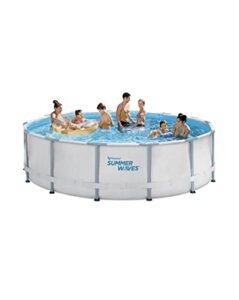 summer waves 14ft elite frame pool with filter pump, cover, and ladder