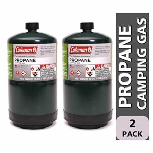 Propane Tank 2 Pack with Golden Lion Bonus: 2 Carabiner Clips, Green, 16oz