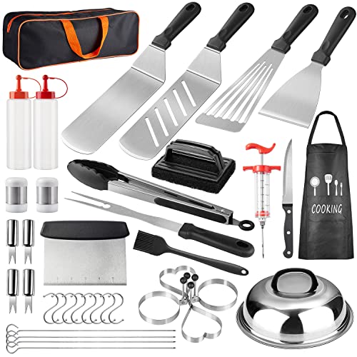 Griddle Accessories Kit, 38PCS Flat Top Grilling Tools Set for Blackstone and Camp Chef,Stainless Steel Grill BBQ Spatula Kit Cooking Utensils Set with Carry Bag for Men Women Outdoor Barbecue Camping