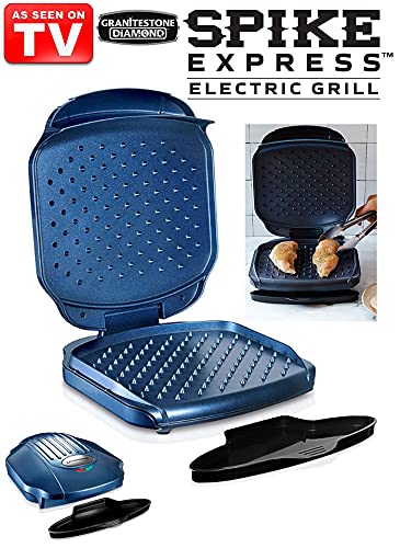 Granitestone Electric Grill Non-Stick Spike Express Electric Grill with Titanium Diamond Coating-Grills Food Grills 30% Faster-As Seen On TV