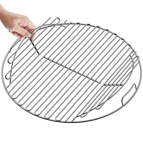 SELEWARE 21.5'' SUS304 Stainless Steel Hinged Cooking Grate, Barbecue Grill Care Fits for Most 22 Inch Charcoal Kettle Grills Like Webe Char-Broil and Other Grills