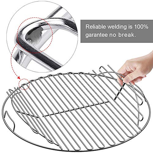 SELEWARE 21.5'' SUS304 Stainless Steel Hinged Cooking Grate, Barbecue Grill Care Fits for Most 22 Inch Charcoal Kettle Grills Like Webe Char-Broil and Other Grills