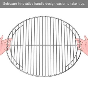 SELEWARE 21.5'' SUS304 Stainless Steel Hinged Cooking Grate, Barbecue Grill Care Fits for Most 22 Inch Charcoal Kettle Grills Like Webe Char-Broil and Other Grills