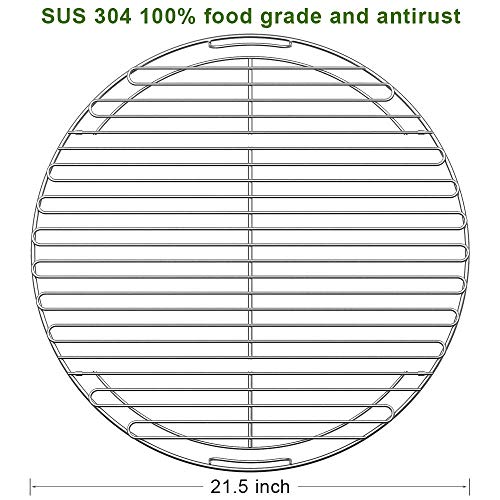 SELEWARE 21.5'' SUS304 Stainless Steel Hinged Cooking Grate, Barbecue Grill Care Fits for Most 22 Inch Charcoal Kettle Grills Like Webe Char-Broil and Other Grills