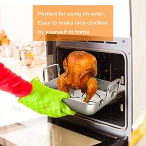 HaSteeL Beer Can Chicken Holder 2 Pack, Stainless Steel Chicken Rack for Grill Smoker Oven BBQ, Vertical Beer Butt Chicken Stand for Tender Roaster Chicken & Turkey, Sturdy & Dishwasher Safe