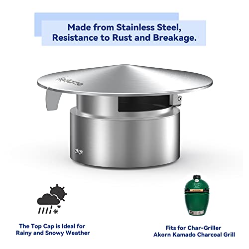 Skyflame Stainless Steel Grill Chimney Top Vent Cap Replacement Compatible with Char-Griller AKORN Kettle Grills