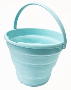 sammart 10l (2.6 gallon) collapsible plastic bucket – foldable round tub – portable fishing water pail – space saving outdoor waterpot, size 33cm dia (1, lake green)