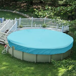 Patio Round Winter Pool Cover 11' Ft for 8' Above Ground Pools Cover Waterproof for Swimming Pool Safety Cover Tarp with Wire Rope Edging Winch Included Turquoise Green