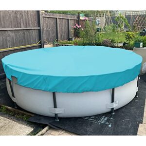 Patio Round Winter Pool Cover 11' Ft for 8' Above Ground Pools Cover Waterproof for Swimming Pool Safety Cover Tarp with Wire Rope Edging Winch Included Turquoise Green