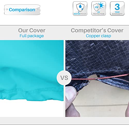 Patio Round Winter Pool Cover 11' Ft for 8' Above Ground Pools Cover Waterproof for Swimming Pool Safety Cover Tarp with Wire Rope Edging Winch Included Turquoise Green