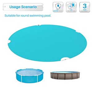 Patio Round Winter Pool Cover 11' Ft for 8' Above Ground Pools Cover Waterproof for Swimming Pool Safety Cover Tarp with Wire Rope Edging Winch Included Turquoise Green