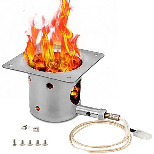 GRISUN Fire Burn Pot for Traeger and Pit Boss Pellet Grill, Upgraded Heavy Duty Pellet Grill Replacement Parts, Come with Hot Rod Igniter, Screws, and Fuse