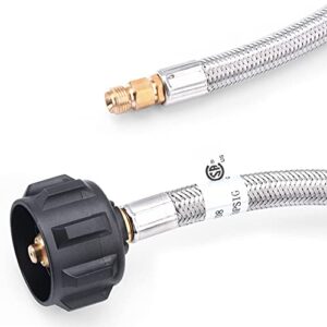 GasSaf 12 inch RV Propane Hose Stainless Steel Braid Propane Pigtail Gas Line with 1/4 Inch Inverted Male Flare (2 PCS)