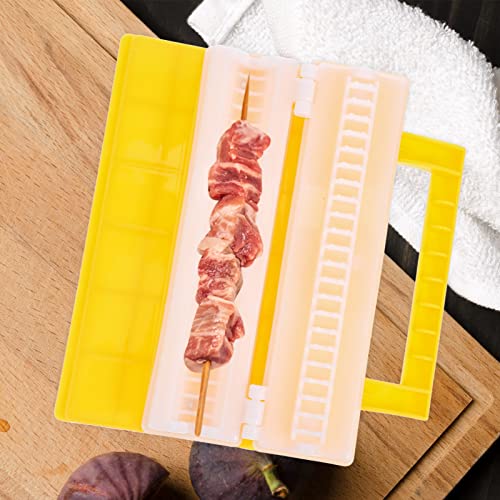 DOITOOL 1PC BBQ Skewers Wears Meat Device Meat Skewer Tools Quick Portable Meat Skewer Box 19.5Ã—6CM Plastic Manual Hand-held Multifunctional Barbecue Accessory Skewer Machine Kebab Maker for Picnic