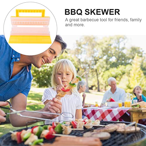 DOITOOL 1PC BBQ Skewers Wears Meat Device Meat Skewer Tools Quick Portable Meat Skewer Box 19.5Ã—6CM Plastic Manual Hand-held Multifunctional Barbecue Accessory Skewer Machine Kebab Maker for Picnic