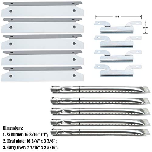 Direct Store Parts Kit DG261 Replacement for Gas Grill Brinkmann 810-1575-W Gas Grill Parts Kit (Stainless Steel Burner + Stainless Steel Carry-Over Tubes + Stainless Steel Heat Plate)