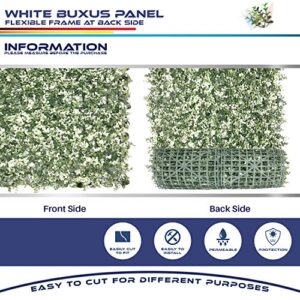 Windscreen4less Artificial Faux Ivy Leaf Decorative Fence Screen 20'' x 20" Boxwood/Milan Leaves Fence Patio Panel, Buxus White 3 Pieces