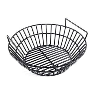 charcoal ash basket for large big green egg grill, kamado classic, pit boss, louisiana grills, primo kamado grill and large grill dome, heavy duty porcelain steel