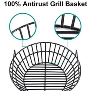 Charcoal Ash Basket for Large Big Green Egg Grill, Kamado Classic, Pit Boss, Louisiana Grills, Primo Kamado Grill and Large Grill Dome, Heavy Duty Porcelain Steel