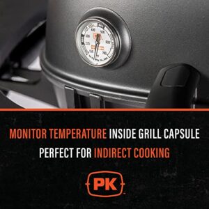 PK Grills Tel-Tru BBQ Grill Thermometer Outdoor Grilling Temperature Gauge Kit, Includes Charcoal/Smoker Thermometer Probe, Wing Nut, and Silver Flashing, PK99085