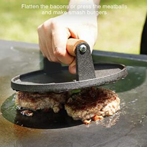 homenote Griddle Accessories for Blackstone, Commercial Grade 12 Inch Heavy Duty Round Melting Dome with Cast Iron Smash Burger Press Perfect for Flat Top Hibachi Grill Indoor Outdoor