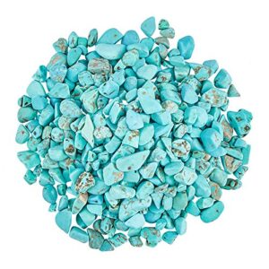 ahandmaker natural turquoise chip beads, 2/3 pound polished tumbled gemstone chips undrilled crystals for decoration