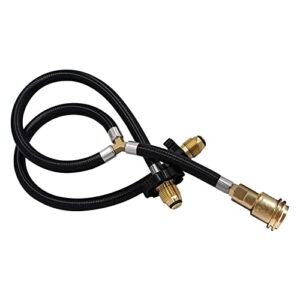 MOFLAME Y-Splitter Propane Tank Converter Adapter Hose,Conversion 5lb-100lb Lp 2 Way Tanks Hook Up to Camping Grill Stove, Firepit,Fireplace and Propane Appliance-POL Male Valve to POL/QCC1 Regulator