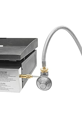 AJinTeby Griddles Regulator Gas Grill Regulator and 5FT Stainless Steel Braided Propane Adapter Hose for Blackstone 17 Inch and 22 Inch Tabletop Griddle; Pit Boss PB336GS, Blue Rhino Razor Griddle