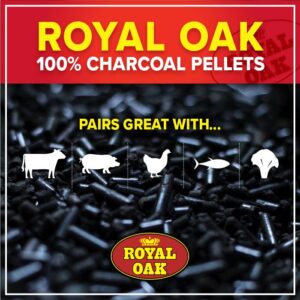 Royal Oak 100 Percent Hardwood Charcoal Pellets for Real BBQ Flavor, Grilling and Smoking, High Heat, Resists Water, Easy to Clean, 30 Pound Bag, Black